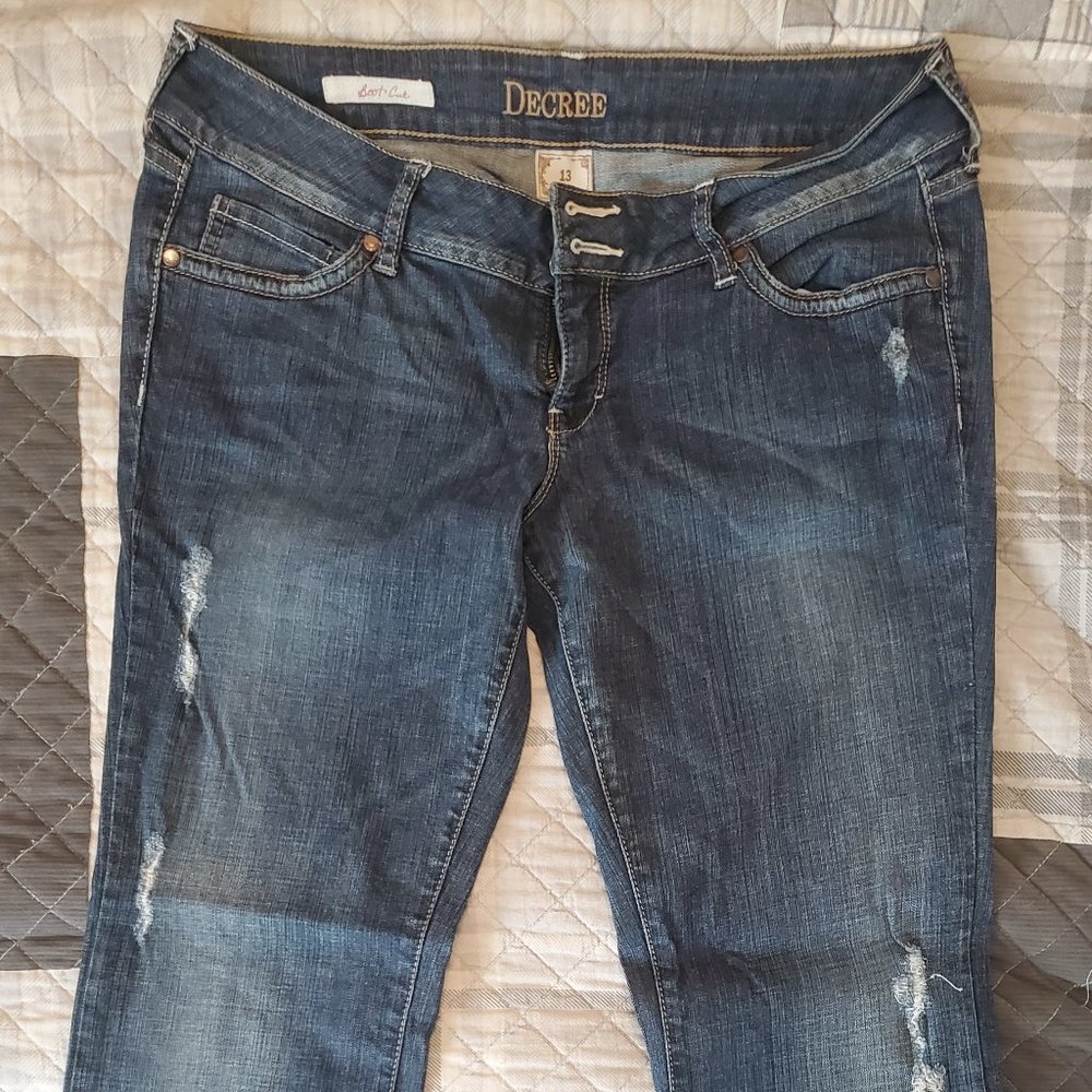 Distressed Decree Boot Cut jeans worn once!